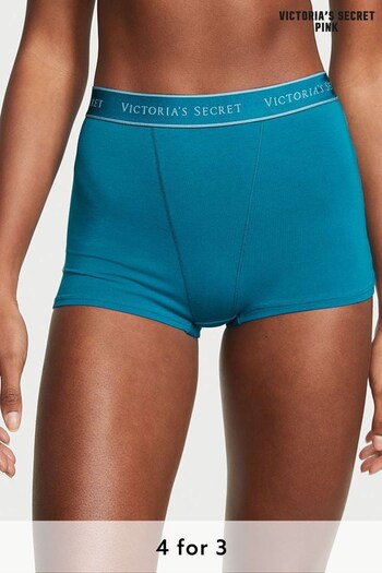Victoria's Secret PINK Evening Tide Blue Logo High Waisted Shortie Knickers (P54151) | £9