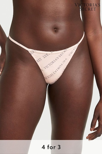 Victoria's Secret Purest Pink Vs Diagonal Logo Smooth Cotton G String Knickers (P54337) | £9