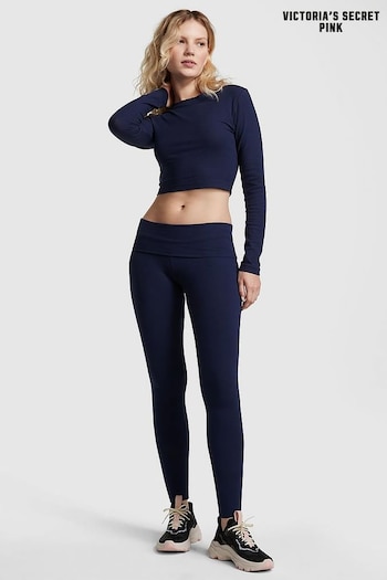 Victoria's Secret PINK Midnight Navy Blue Cotton Foldover Legging (P55265) | £29