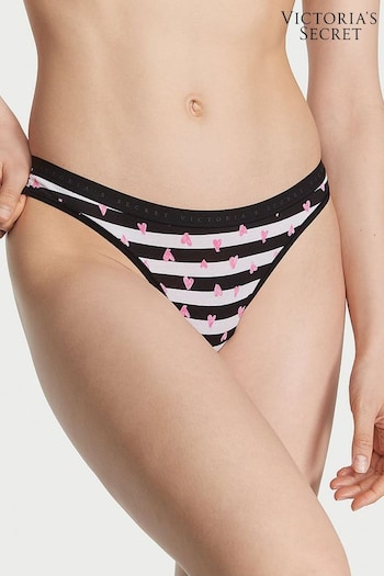 Victoria's Secret Black White Doodle Heart Stripe Smooth Bikini Knickers (P56141) | £9