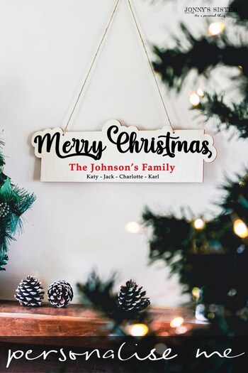 Personalised Merry Christmas Wooden Hanging Sign by Jonny's Sister (P56658) | £22