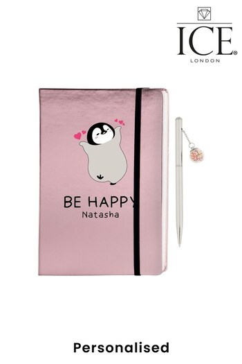 Personalised Metallic A5 Notebook with Bauble Charm Pen by Ice London (P57155) | £16