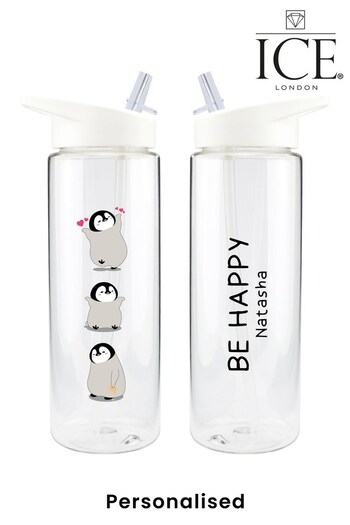 Personalised Happy Penguin Water Bottle by Ice London (P57156) | £14