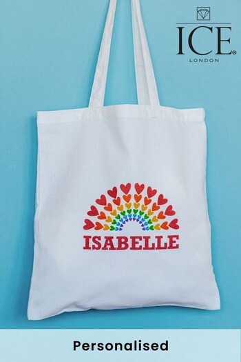 Personalised Rainbow Hearts Tote Bag by Ice London (P57185) | £12