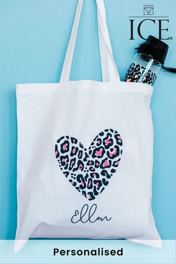 Personalised Leopard Heart Tote Bag by Ice London (P57186) | £12