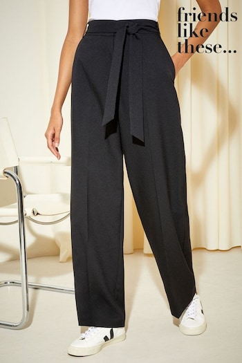 Friends Like These Black Wide Leg Textured Tailored Trousers (P57353) | £42