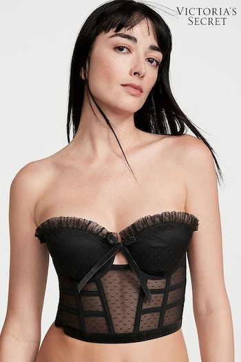 Victoria's Secret Black Velvet Corset Bra Top (P57383) | £75