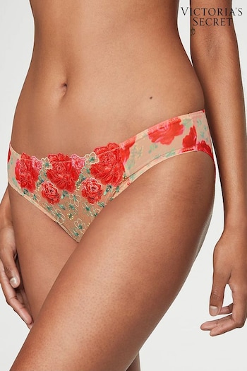 Victoria's Secret Tomato Red Embroidered Illuminating Blooms Cheeky Knickers (P57386) | £29