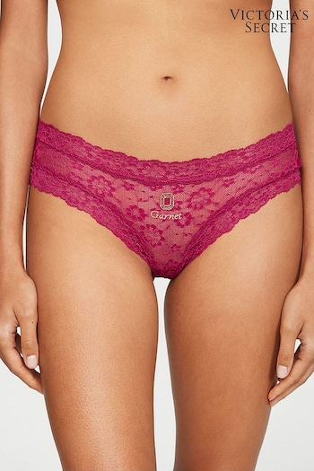 Victoria's Secret Claret Red Birthstone Embroidery Cheeky Lace Knickers (P57892) | £9