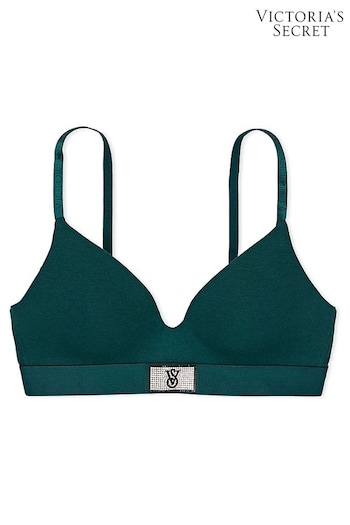 Victoria's Secret Black Ivy Green Non Wired Lightly Lined Shine Logo Bra (P57913) | £35