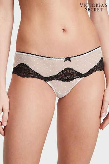 Victoria's Secret Coconut White Lace Trim Hipster Thong Knickers (P57916) | £14