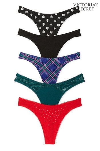 Victoria's Secret Red/Green/Purple/Black Thong Knickers Multipack (P57921) | £25