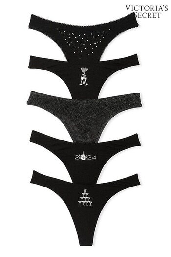 Victoria's Secret Black Grey High Leg Scoop Thong Multipack (P57922) | £25