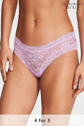 Victoria's Secret Silky Lilac Purple Birthstone Embroidery Cheeky Lace Knickers (P57923) | £14