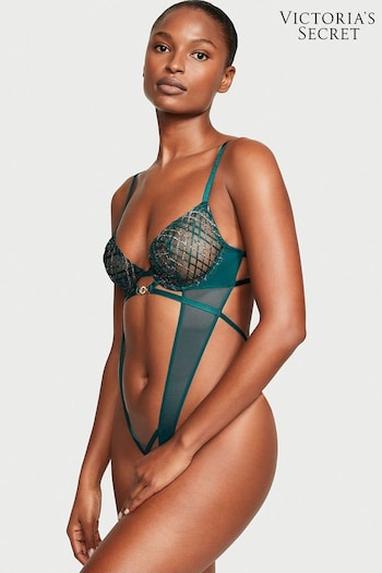Victoria's Secret Black Ivy Green Geo Bodysuit (P57951) | £85