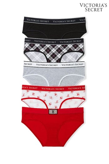 Victoria's Secret Black/Red/Grey/White Logo Hipster Thong Knickers Multipack (P57953) | £25