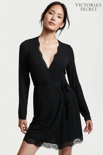 Victoria's Secret Black Modal Short Long Sleeve Robe (P57985) | £49