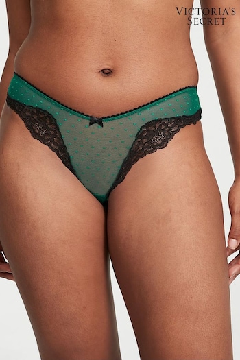 Victoria's Secret Black Ivy Green Black Lace Brazilian Knickers (P59133) | £14