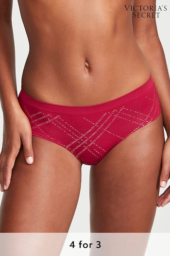 Victoria's Secret Red Laquer Logo Tartan Smooth Hipster Knickers (P59141) | £9