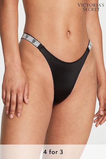Victoria's Secret Black Smooth Monogram Brazilian Shine Strap Knickers (P59160) | £20