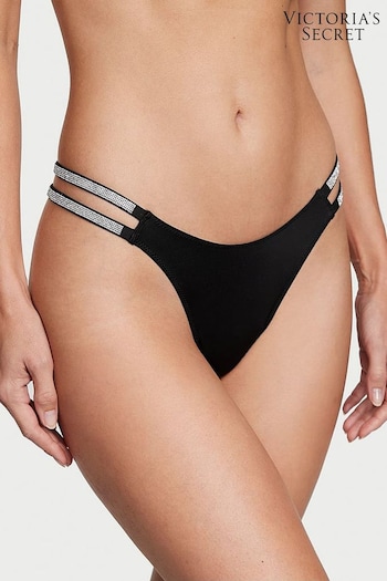 Victoria's Secret Black Smooth Double Thong Shine Strap Knickers (P59200) | £20