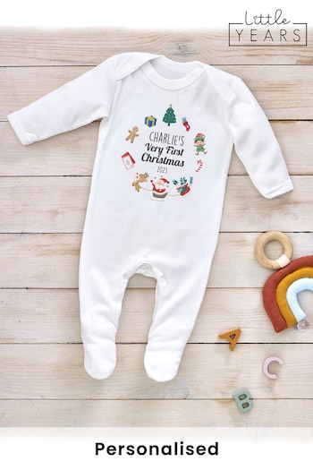 Personalised My First Christmas Sleepsuit by Little Years (P59218) | £14