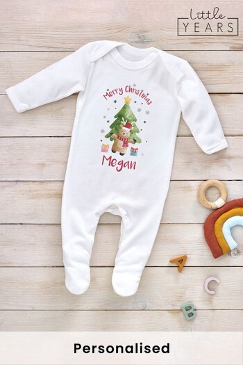 Personalised Christmas Reindeer & Tree Sleepsuit by Little Years (P59241) | £14