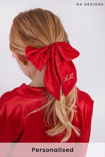 Personalised Satin Hair Bow Scrunchie by HA Designs (P60138) | £15