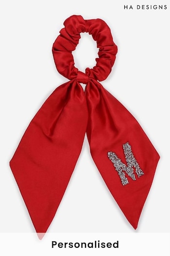 Personalised Satin Hair Ribbon Scrunchie Letter Embellishment by HA Designs (P60139) | £15