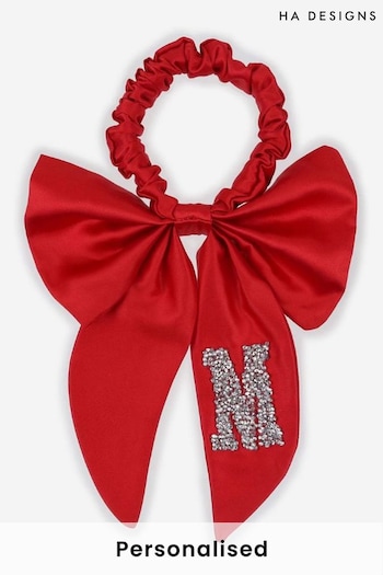 Personalised Satin Hair Bow Scrunchie Letter Embellishment by HA Designs (P60140) | £15