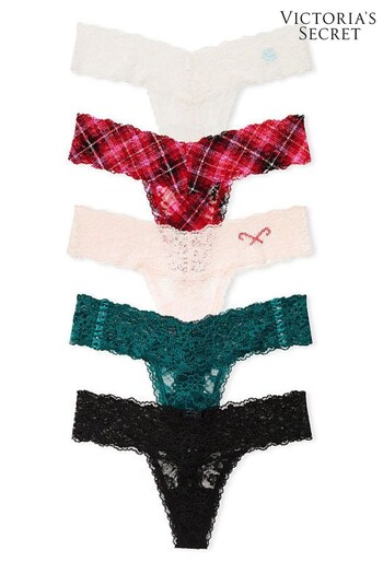 Victoria's Secret Black/Green/Pink/Red Thong Lace Knickers Multipack (P60515) | £25