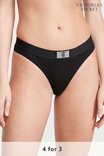 Victoria's Secret Black Thong Shine Patch Knickers (P60799) | £9