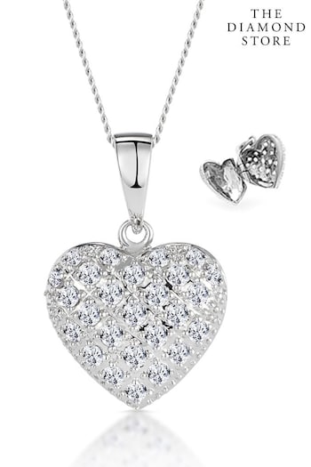 The Diamond Store White Heart Necklace Pendant Lab Diamond 0.50ct in 925 Silver (P61105) | £299