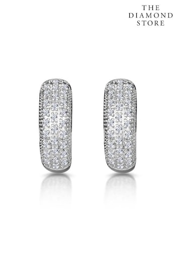 The Diamond Store White Huggy Earrings Lab Diamond Pave Set 0.33ct in 925 Silver (P61106) | £319