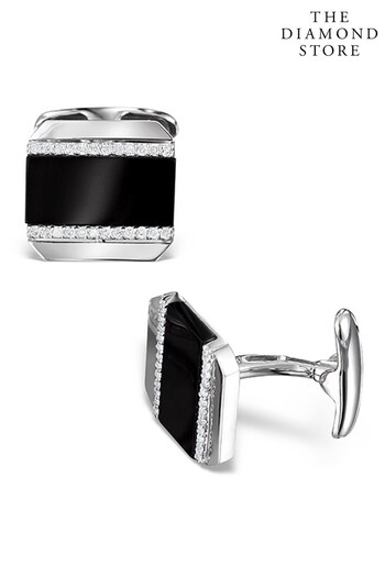 The Diamond Store Black Cufflinks Lab Diamond with Oynx 0.31ct Set in 925 Silver (P61107) | £349