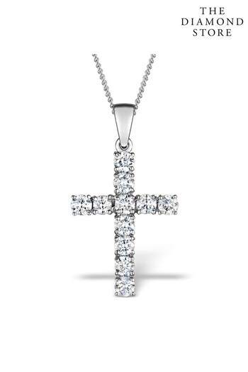 The Diamond Store White 2 Carat Cross Lab Diamond Necklace Pendant in 9K White Gold (P61113) | £1,495