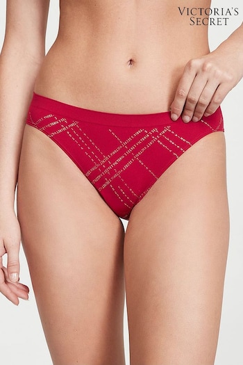 Victoria's Secret Red Laquer Logo Tartan Smooth Bikini Knickers (P61192) | £9