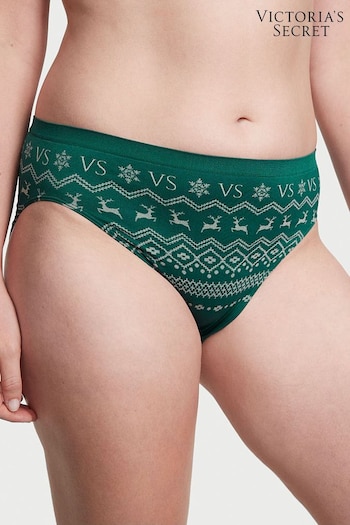 Victoria's Secret Black Ivy Green Reindeer Fairisle Smooth High Leg Knickers (P61197) | £9