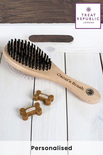 Personalised Wooden Dog Brush by Treat Republic (P61254) | £17