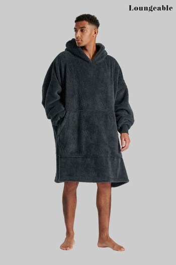 Loungeable Grey Sherpa Snuggle Hoodie - Mens (P62169) | £36