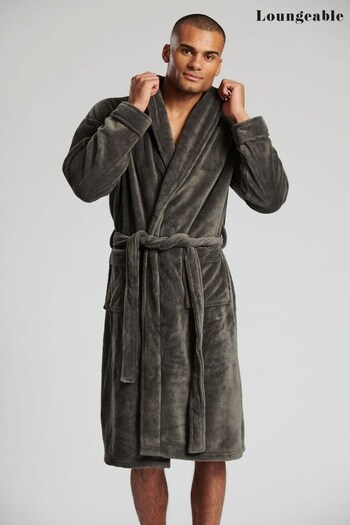Loungeable Grey SuperSoft Fleece Dressing Gown (P62189) | £34