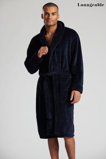 Loungeable Blue SuperSoft Fleece Dressing Gown (P62193) | £34