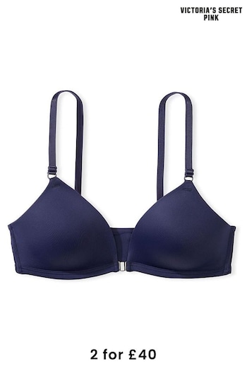 Victoria's Secret PINK Midnight Navy Blue Non Wired Lightly Lined Front Close Bra (P62577) | £29