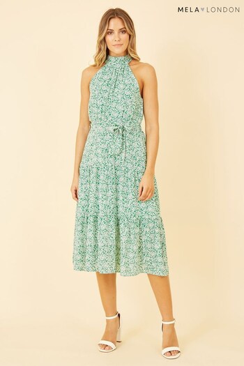Mela Green Halter Neck Midi Dress (P63613) | £40