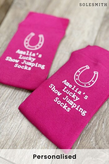 Personalised Lucky Horse Riding Competition Socks by Solesmith (P63638) | £15