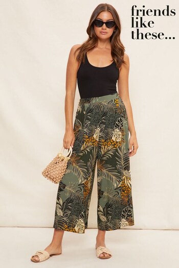 Summer Suit Collection Green Woven Wide Leg Culotte Trousers (P63900) | £30