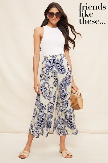 Friends Like These Blue Woven Wide Leg Culotte Trousers (P63901) | £30