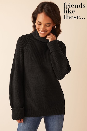Friends Like These Black Roll Neck Knitted Jumper (P63938) | £36