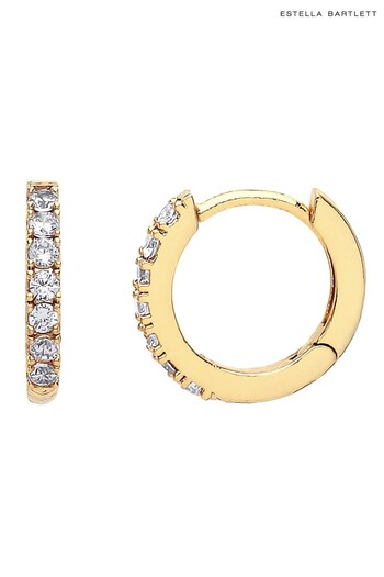 Estella Bartlett Gold Pave Set Hoop Earrings with White CZ (P64522) | £25