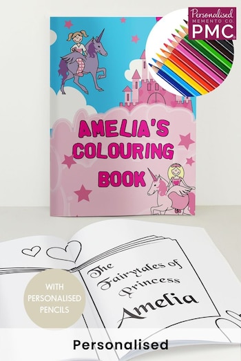 Personalised Princess & Unicorn Colouring Book with Pencil Crayons by PMC (P64724) | £15